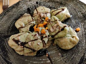 Tortelloni with zucca and toasted almonds at Zenzero in Bologna