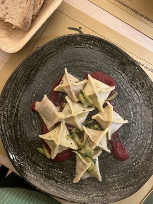 Beetroot pasta   at Zenzero in Bologna