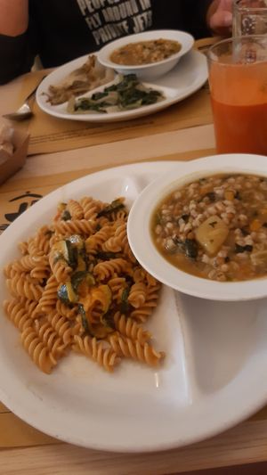 Soup with pasta at Zenzero in Bologna