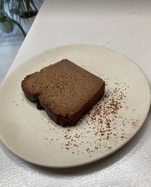 Vegan banana bread at Chia Restaurante in Madrid
