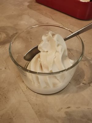Soy soft serve at Rainbow Bird Rendezvous in Tokyo