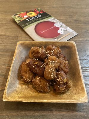 Karaage (Fried soy meat)  at Rainbow Bird Rendezvous in Tokyo