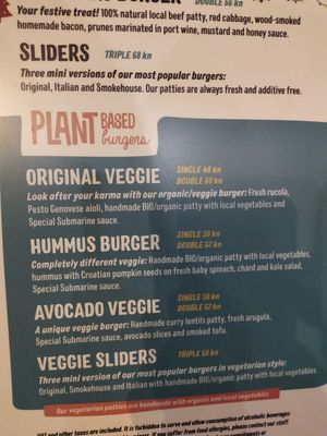 Vegan menù at Submarine Burger - Original in Zagreb