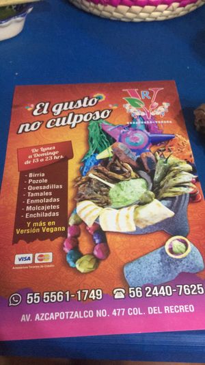 Menú at VR Cenaduria Vegaba in Mexico City