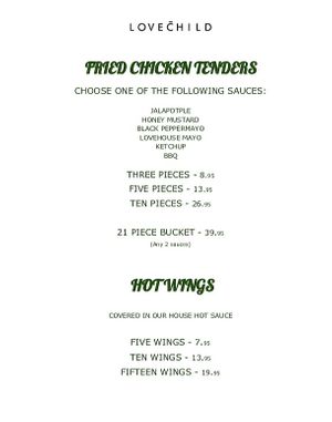 Plant Chik'n Menu at Lovechild Kitchen + Bar in Mermaid Beach