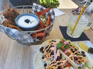 Chicken tenders & black bean tacos at Lovechild Kitchen + Bar in Mermaid Beach