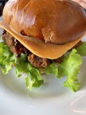 Maui burger  at Lovechild Kitchen + Bar in Mermaid Beach