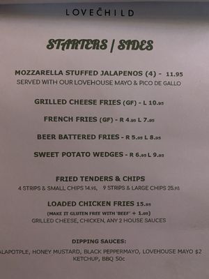 My deep fried heart thanks you for pricing me out of your starters and sides. at Lovechild Kitchen + Bar in Mermaid Beach