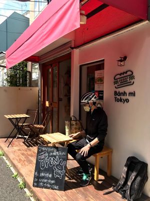 Outdoor Seating available (my husband in the picture!) at Banh Mi Tokyo in Tokyo