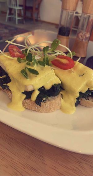 Vegan eggs Benedict. Delicious!!! at Kali in Koh Phangan