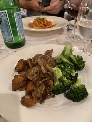 Vegan seitan dish & pasta  at Ristorante Lucia in Newport