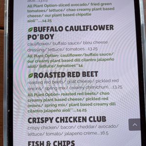 Sample of menu at Blind Pig Pub in Fort Collins