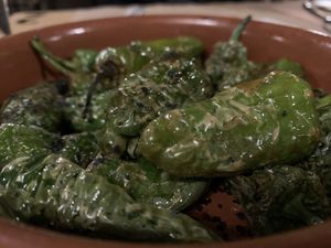 Padron peppers   at El Drac al Cau del Llop in Girona