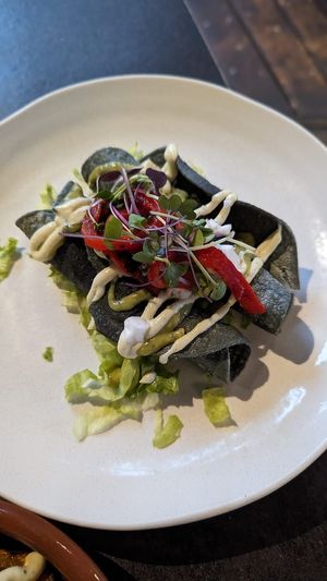 Crispy tacos, mince, fresh onion, coriander, lime, chilli, salsa verde $16.00 at Repeat Offender in Elwood