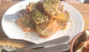 Heirloom tomato and watermelon salad at Repeat Offender in Elwood