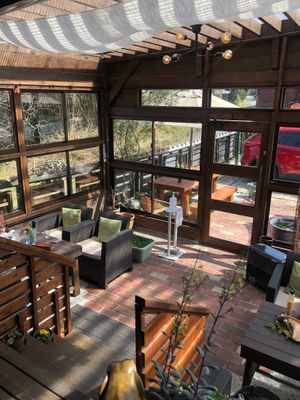 Outdoor seating at Little Lanka in Nishinomiya