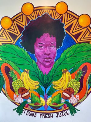 Mural at 4 Suns Fresh Juice in Evanston