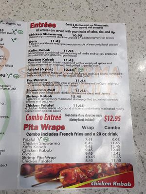 Menu with vegan items at Zesty Shawarma And Grill in Menifee