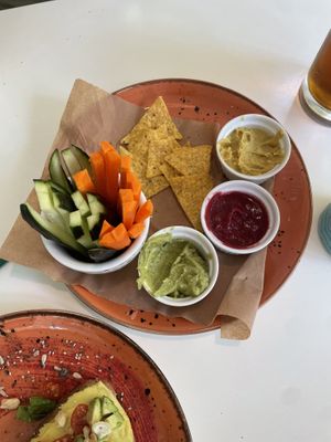 Hummus trio (normal, beetroot and avocado)  at Coffee Break  in Salou