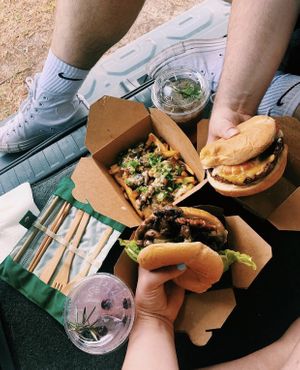 Poutine fries were the best! at Vegan Gator Food Truck in Gainesville