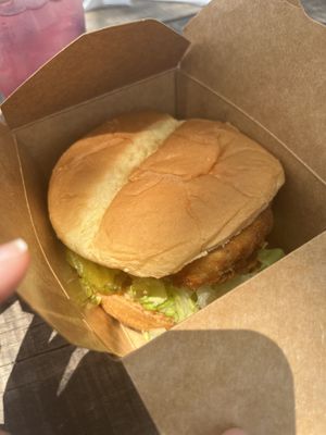 Spicy chicken sandwich was delicious   at Vegan Gator Food Truck in Gainesville