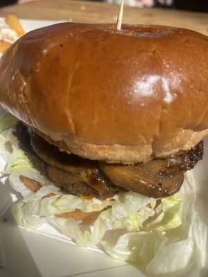 Siiikadelic Mushroom Burger  at Vegan Gator Food Truck in Gainesville
