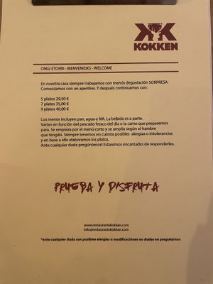 Menú  at Kokken in Bilbao