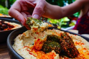 Falafel hummus  at Milk & Honey in Koh Tao