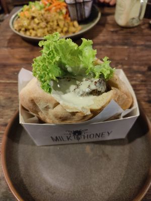 Falafel in pita bread at Milk & Honey in Koh Tao