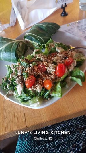 Living Burrito with a side ceasar salad at Living Kitchen - South End in Charlotte