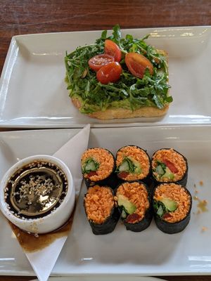 Avocado Toast and Sweet Potato Roll at Living Kitchen - South End in Charlotte