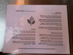 Menu  at Living Kitchen - South End in Charlotte