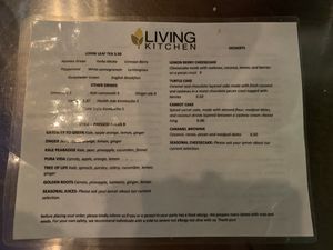 Menu at Living Kitchen - South End in Charlotte