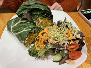 Queso burger with kale wrap  at Living Kitchen - South End in Charlotte