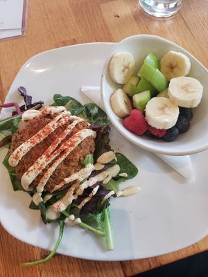 Crab Cake Benedict with Fruit at Living Kitchen - South End in Charlotte