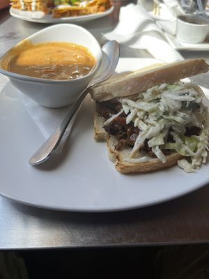 BBQ mushroom and mushroom chowder   at Living Kitchen - South End in Charlotte