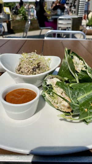 Living burrito with broccoli Waldorf side   at Living Kitchen - South End in Charlotte