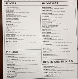 menu drinks  at Living Kitchen - South End in Charlotte