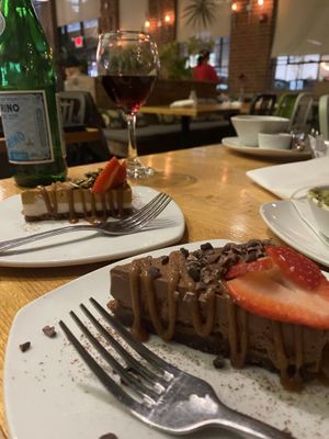 Pumpkin cheese cake and turtle cake (that’s also cheesecake)  at Living Kitchen - South End in Charlotte