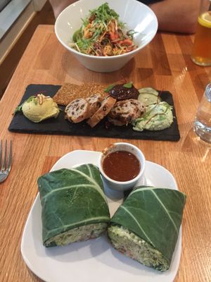 Living burrito, pad Thai, cheese plate  at Living Kitchen - South End in Charlotte