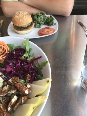 Fire and Brimstone Burger with Kale Salad at Living Kitchen - South End in Charlotte