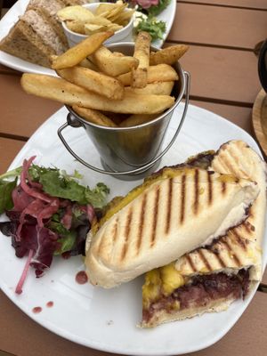 Vegan cheese and pickle panini   at  Castleton Farm Shop in Fordoun