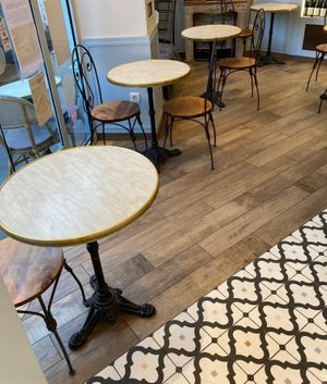 Inside seating at Les Frères Blavette in Paris