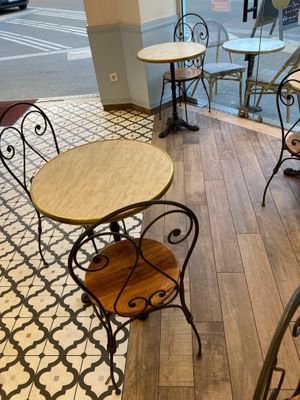 Inside seating at Les Frères Blavette in Paris