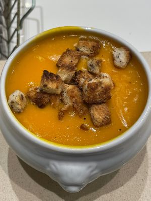 Our soups are vegan. No milk no cream in it ! at Les Frères Blavette in Paris