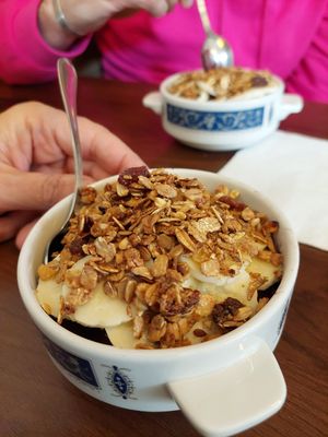 Açai bowls with granola and banana at Tapioqueria in Madrid
