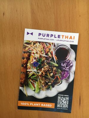 Card for Purple Thai: note, they moved to B'way and 28th at Purple Thai in New York City