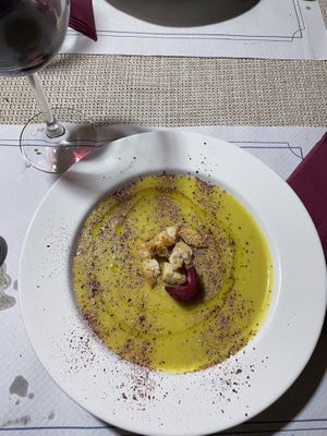 yummie creamy soup  at El Invernadero in Fuerteventura