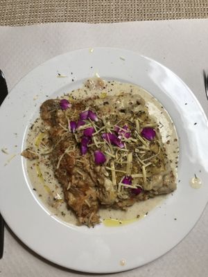 Mushroom lasagna  at El Invernadero in Fuerteventura