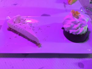 Lemon cheesecake and chocolate flan  at El Invernadero in Fuerteventura